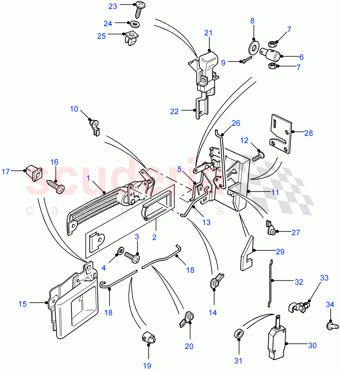 Front Door Latch Mechanism ((V) FROM7A000001) of Land Rover Land Rover Defender (2007-2016)