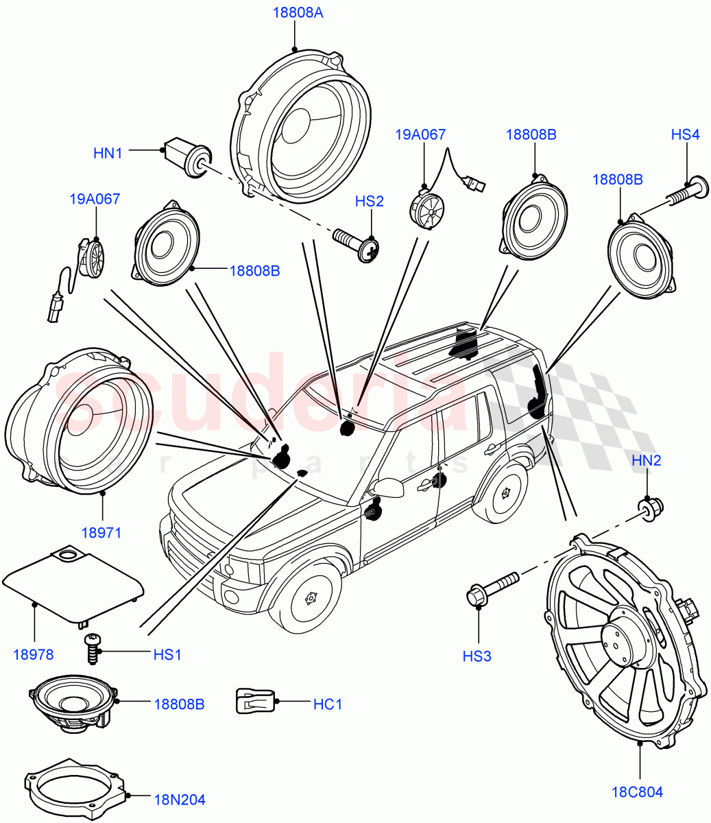 Speakers (With Premium Sound System) ((V) FROMAA000001, (V) TOBA999999) of Land Rover Land Rover Discovery 4 (2010-2016) [4.0 Petrol V6]