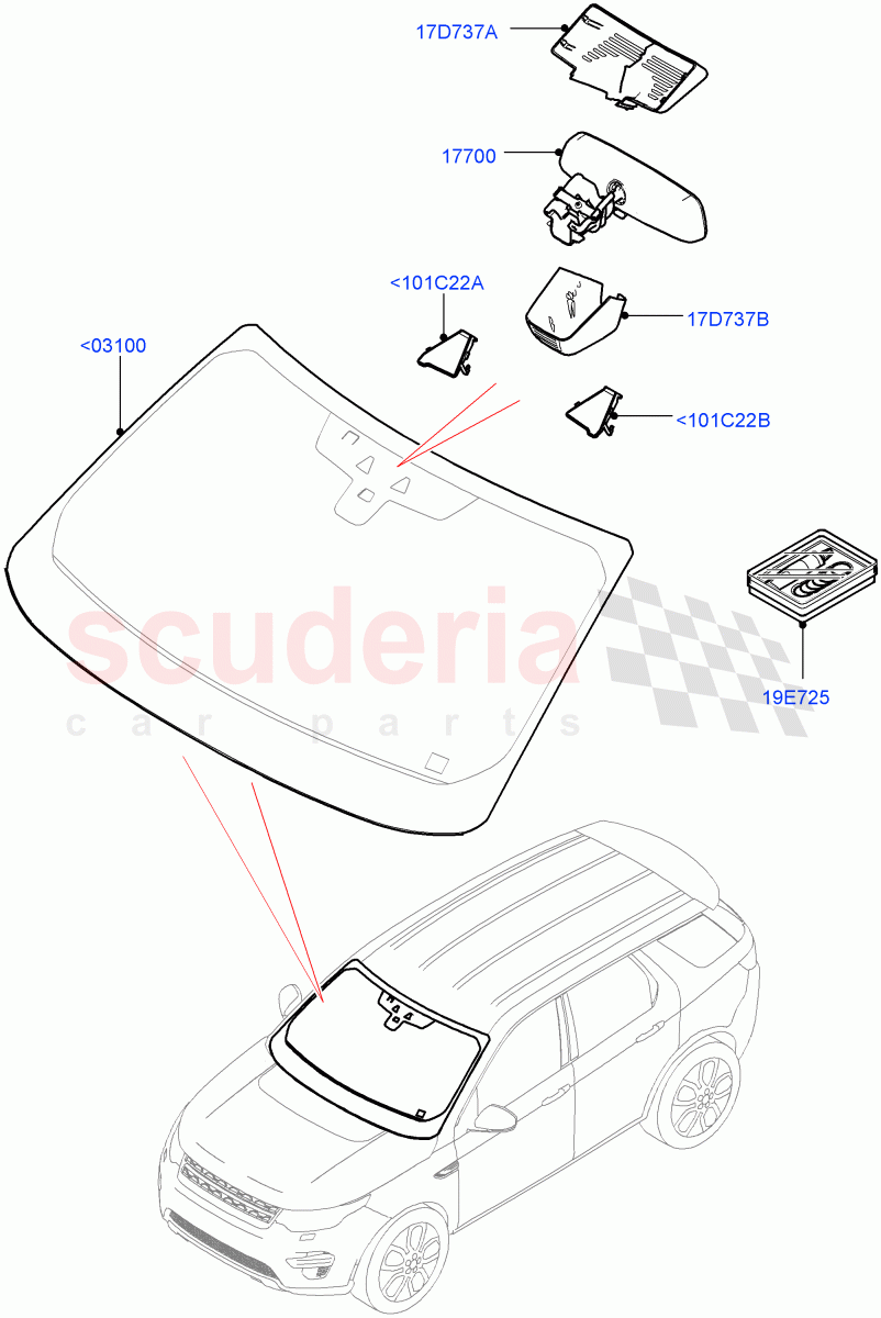 Windscreen/Inside Rear View Mirror (Itatiaia (Brazil)) ((V) FROMGT000001) of Land Rover Land Rover Discovery Sport (2015+) [2.2 Single Turbo Diesel]