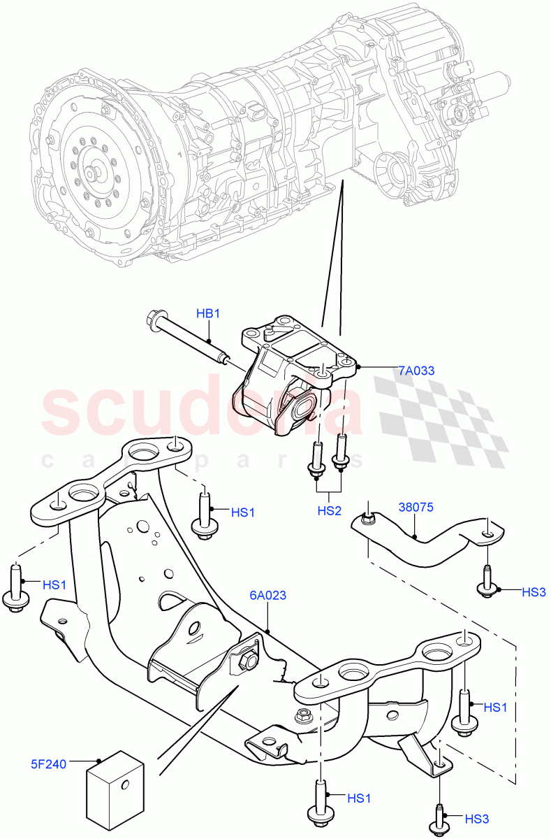 Transmission Mounting (3.0L DOHC GDI SC V6 PETROL) of Land Rover Land Rover Range Rover Sport (2014+) [3.0 I6 Turbo Diesel AJ20D6]