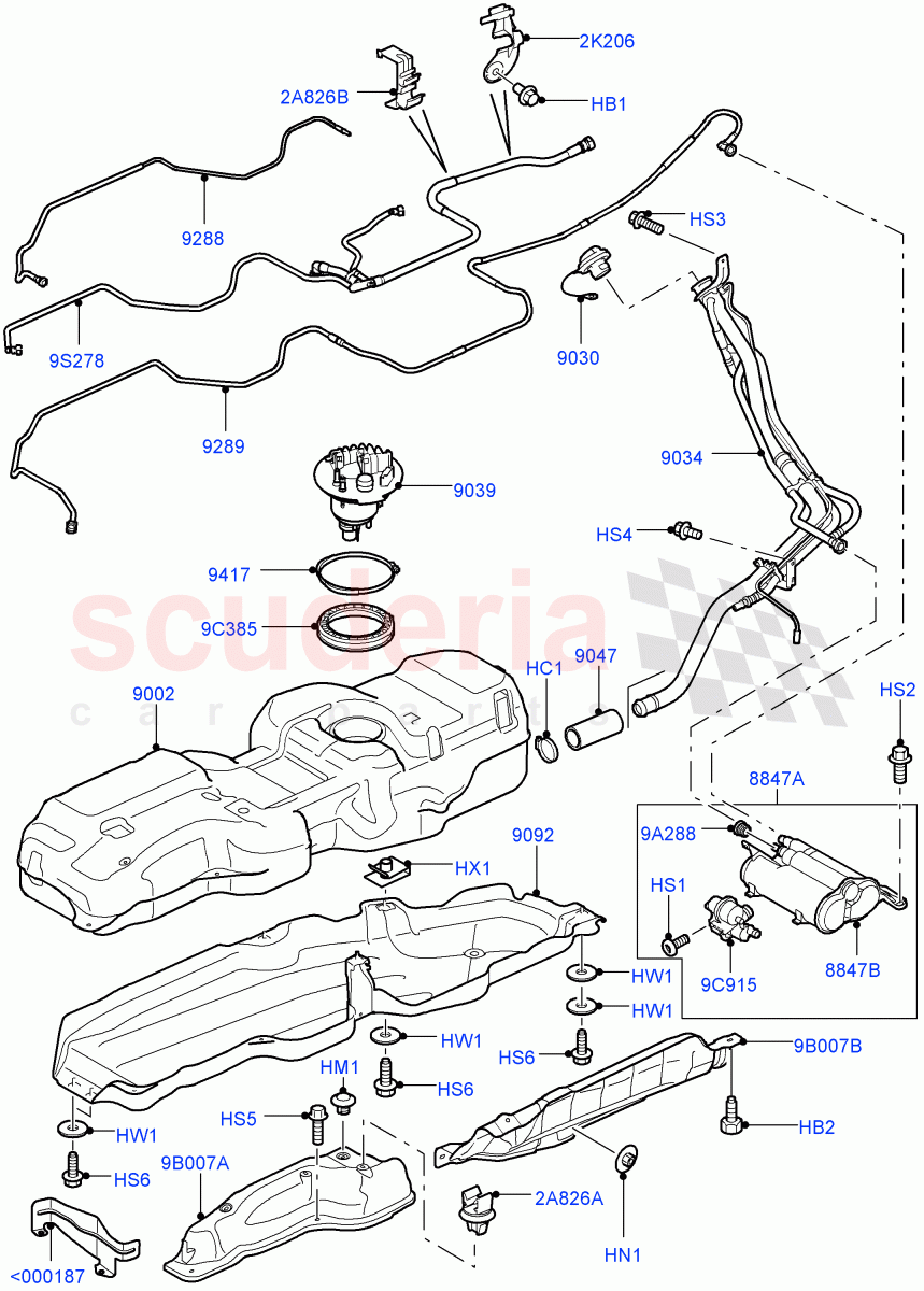 Fuel Tank & Related Parts (Cologne V6 4.0 EFI (SOHC)) ((V) FROMAA000001) of Land Rover Land Rover Discovery 4 (2010-2016) [4.0 Petrol V6]