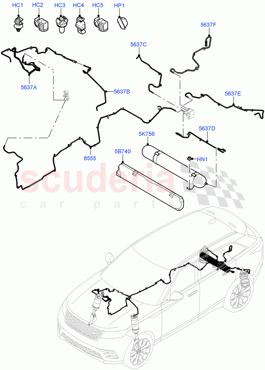 Air Suspension Compressor And Lines (With Four Corner Air Suspension) ((V) FROMMA000001) of Land Rover Land Rover Range Rover Velar (2017+) [2.0 Turbo Petrol AJ200P]