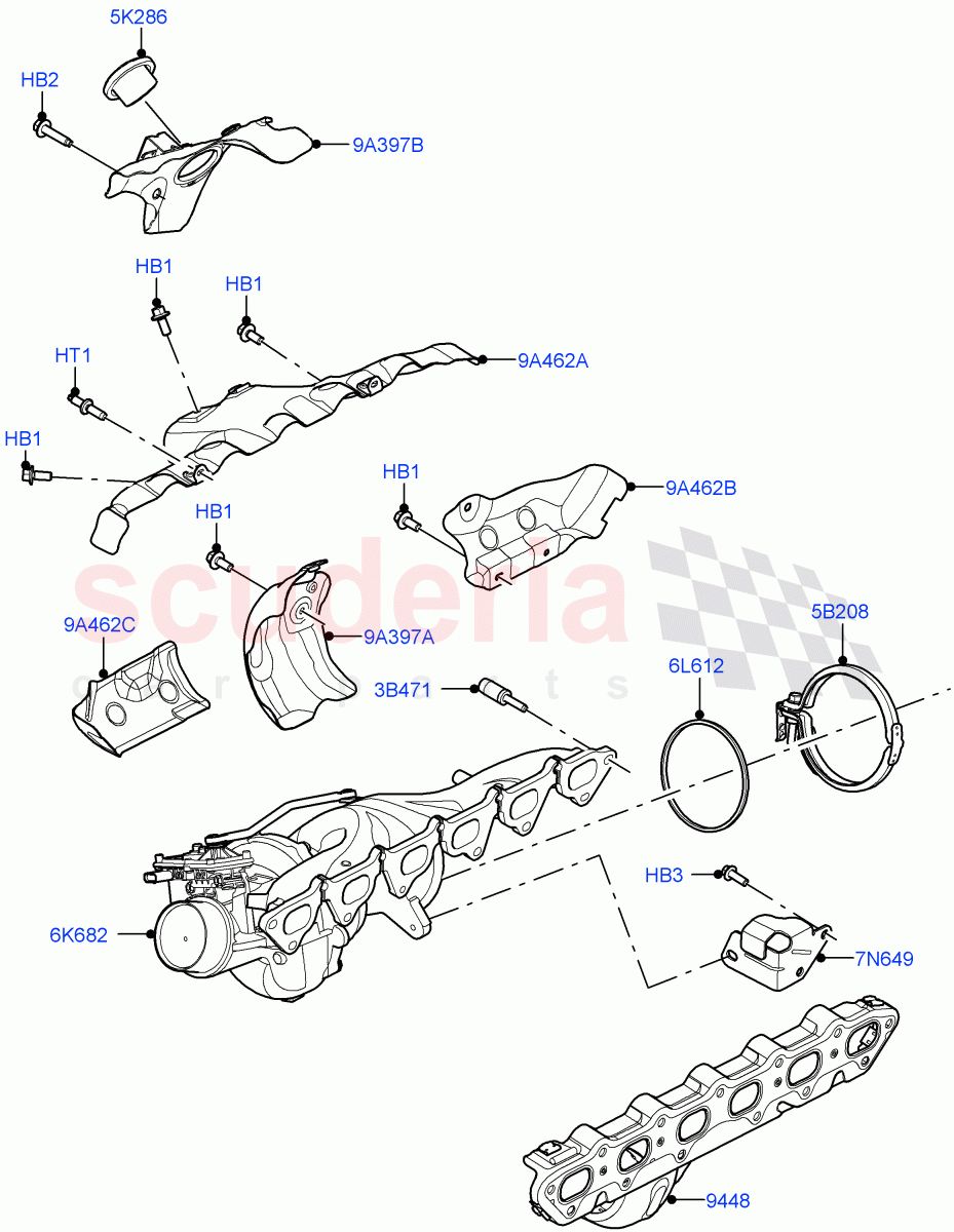 Turbocharger (3.0L AJ20P6 Petrol High) ((V) FROMKA000001) of Land Rover Land Rover Range Rover Velar (2017+) [3.0 I6 Turbo Petrol AJ20P6]