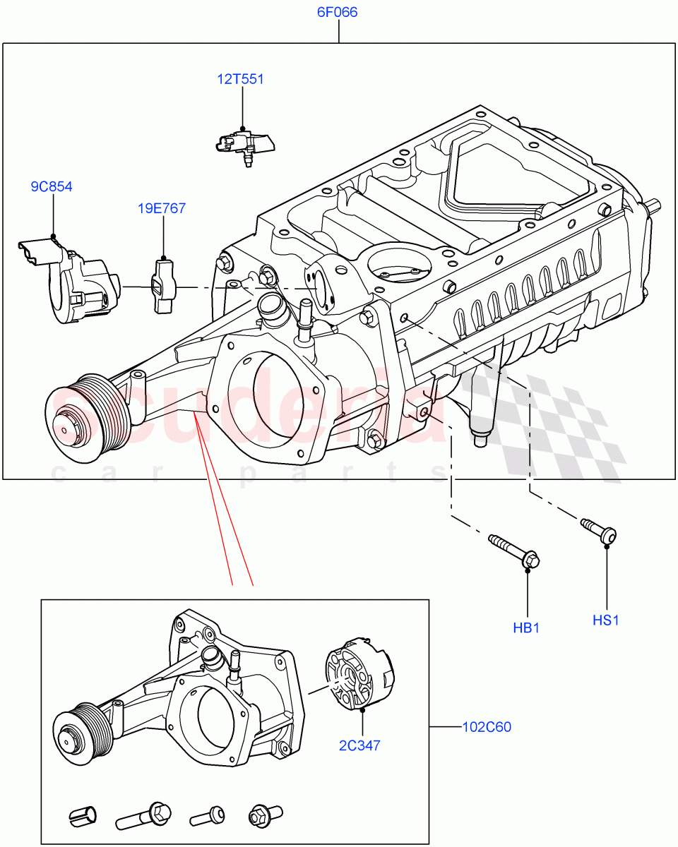 Supercharger (5.0L OHC SGDI SC V8 Petrol - AJ133, 5.0 Petrol AJ133 DOHC CDA, 5.0L P AJ133 DOHC CDA S/C Enhanced) of Land Rover Land Rover Range Rover (2012-2021) [5.0 OHC SGDI SC V8 Petrol]