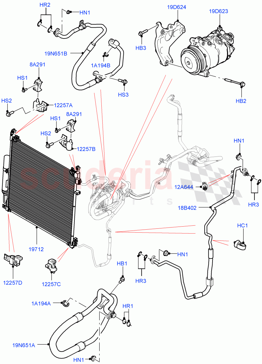 Air Conditioning Condensr/Compressr (Nitra Plant Build, Front) (3.0L AJ20D6 Diesel High) ((V) FROMM2000001) of Land Rover Land Rover Discovery 5 (2017+) [2.0 Turbo Diesel]