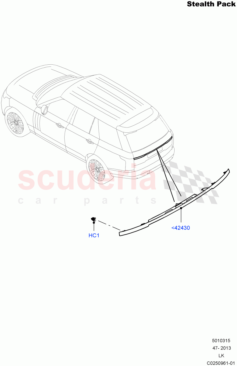 Luggage Compartment Door (Stealth Pack, Finisher And Seals) (With Black Gloss Grille) ((V) FROMEA000001, (V) TOHA999999) of Land Rover Land Rover Range Rover (2012-2021) [3.0 I6 Turbo Diesel AJ20D6]