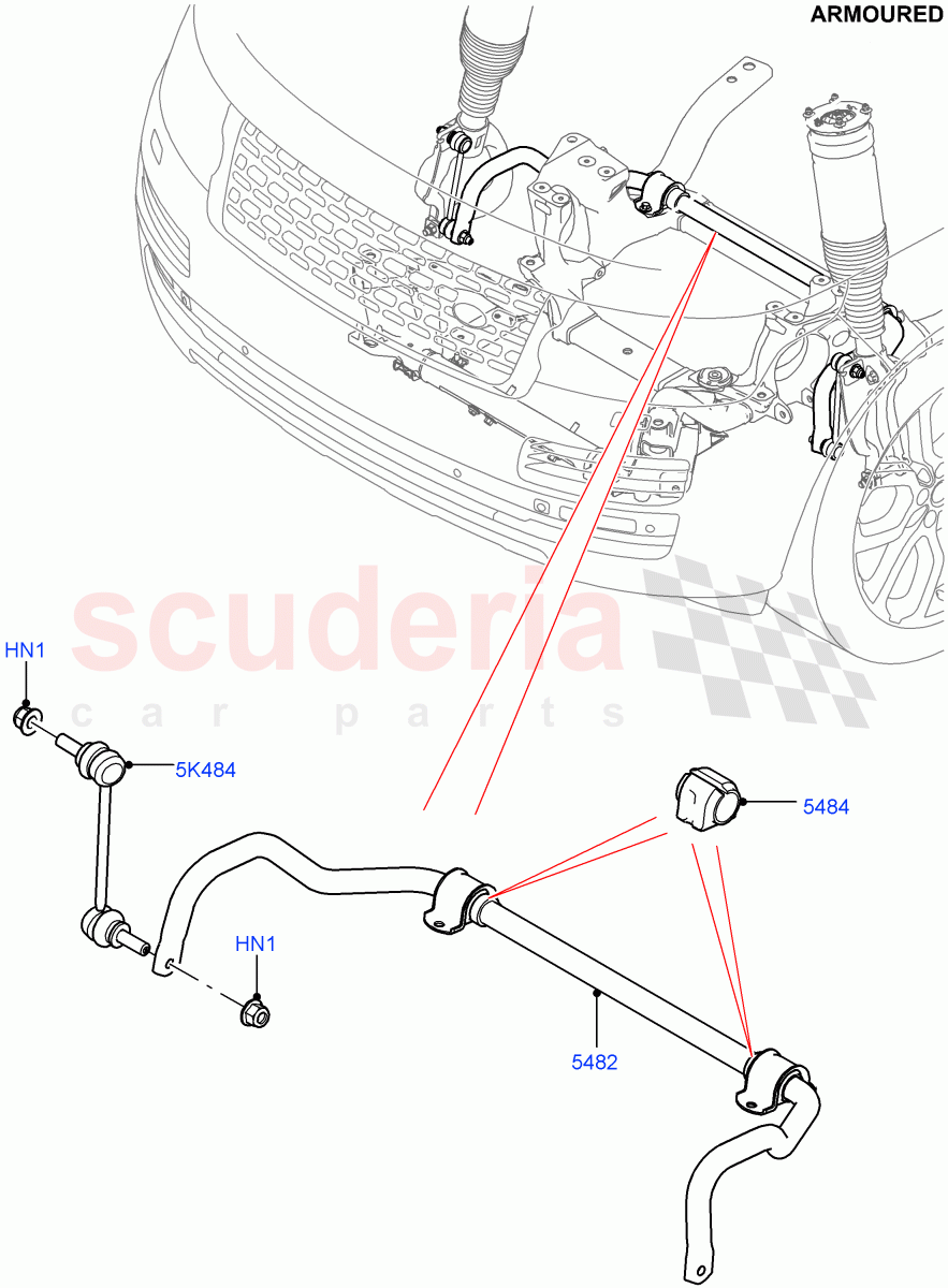 Front Cross Member & Stabilizer Bar (Armoured) ((V) FROMEA000001) of Land Rover Land Rover Range Rover (2012-2021) [3.0 I6 Turbo Diesel AJ20D6]