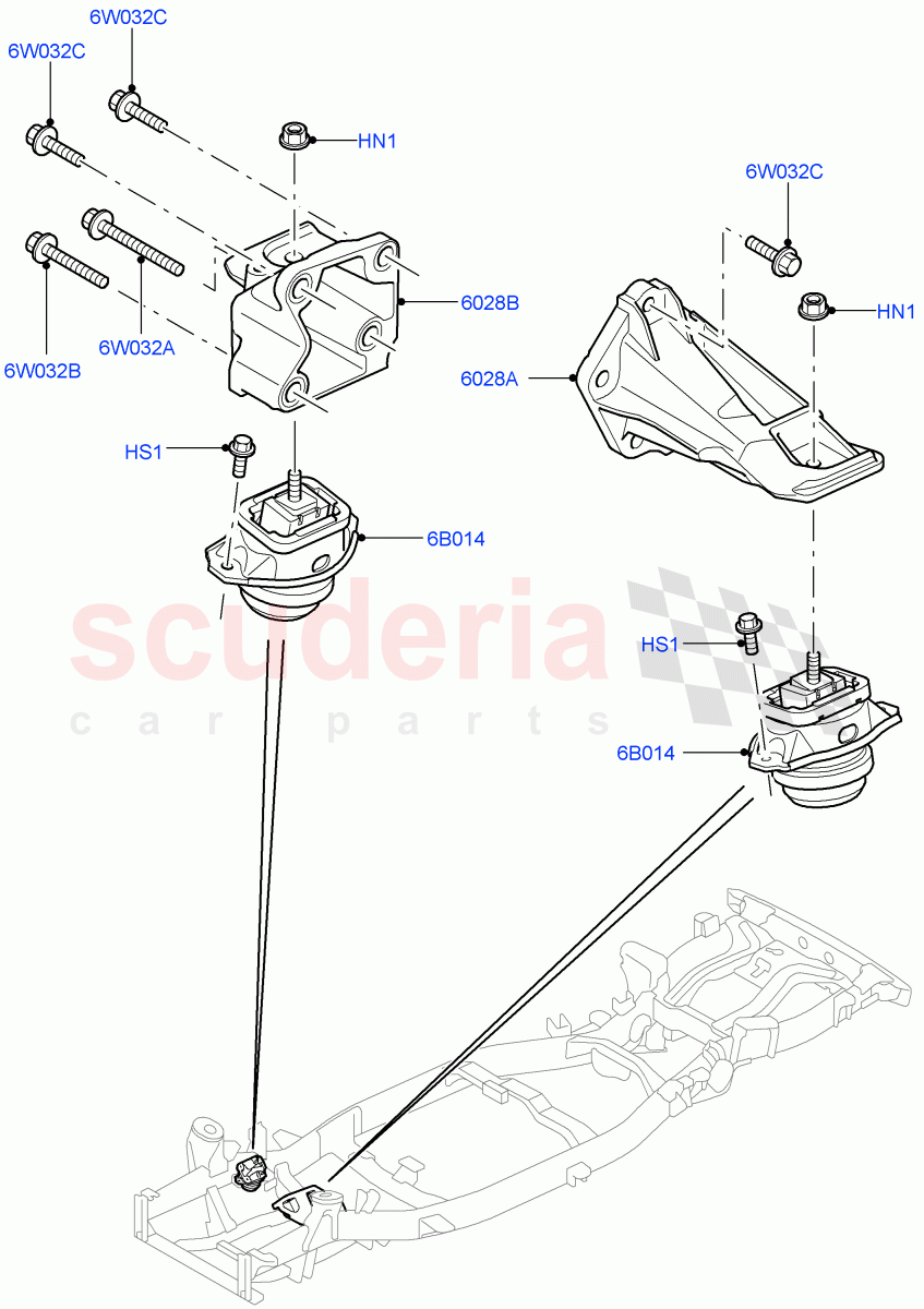 Engine Mounting (Lion Diesel 2.7 V6 (140KW)) ((V) FROMAA000001) of Land Rover Land Rover Discovery 4 (2010-2016) [3.0 Diesel 24V DOHC TC]