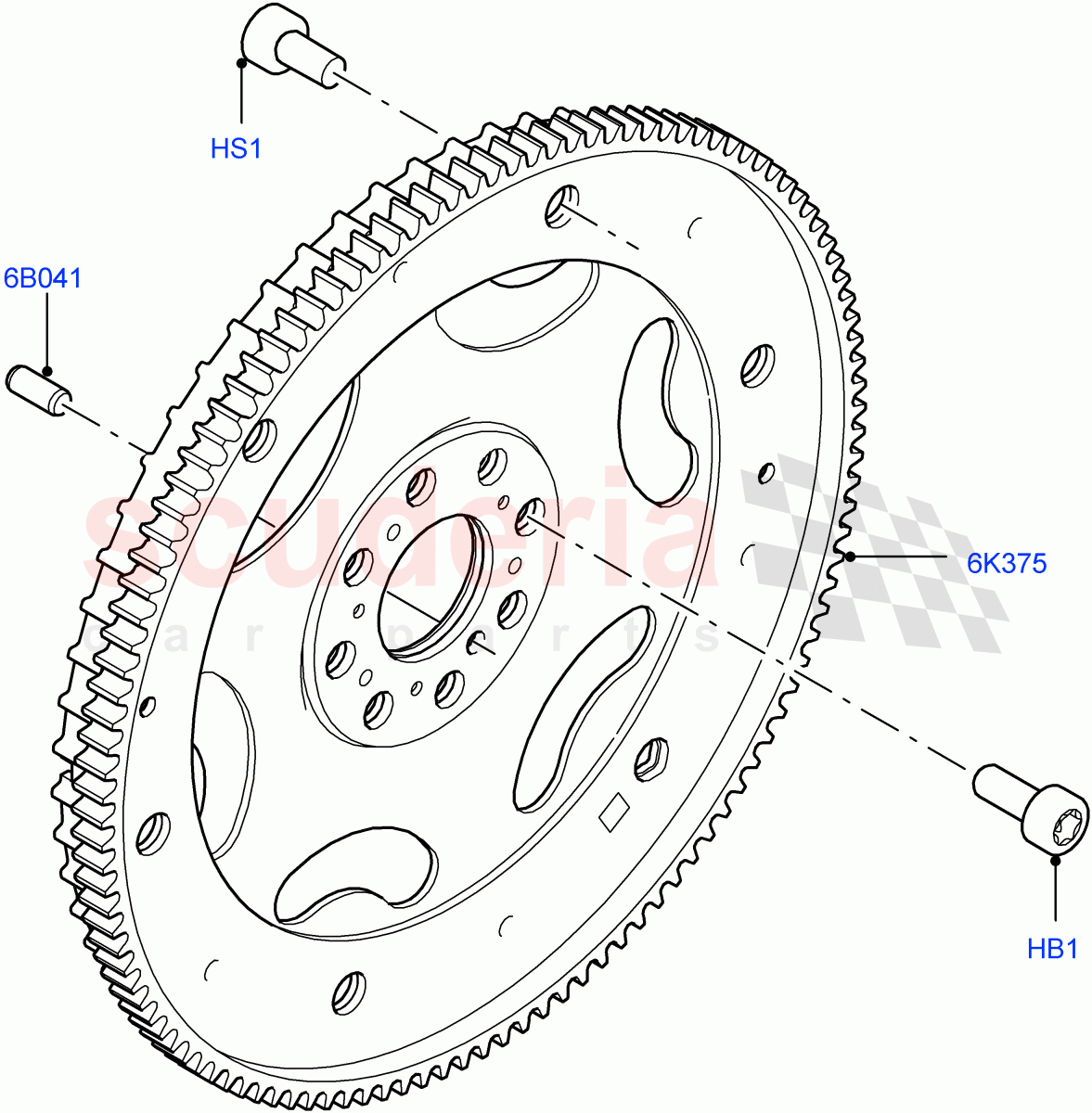 Flywheel (3.0L AJ20D6 Diesel High) ((V) FROMLA000001) of Land Rover Land Rover Range Rover Velar (2017+) [3.0 I6 Turbo Diesel AJ20D6]
