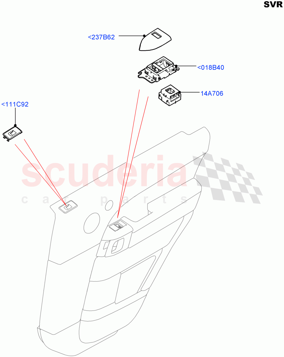 Rear Door Trim Installation (SVR Version, SVR) ((V) FROMFA000001) of Land Rover Land Rover Range Rover Sport (2014+) [3.0 I6 Turbo Diesel AJ20D6]