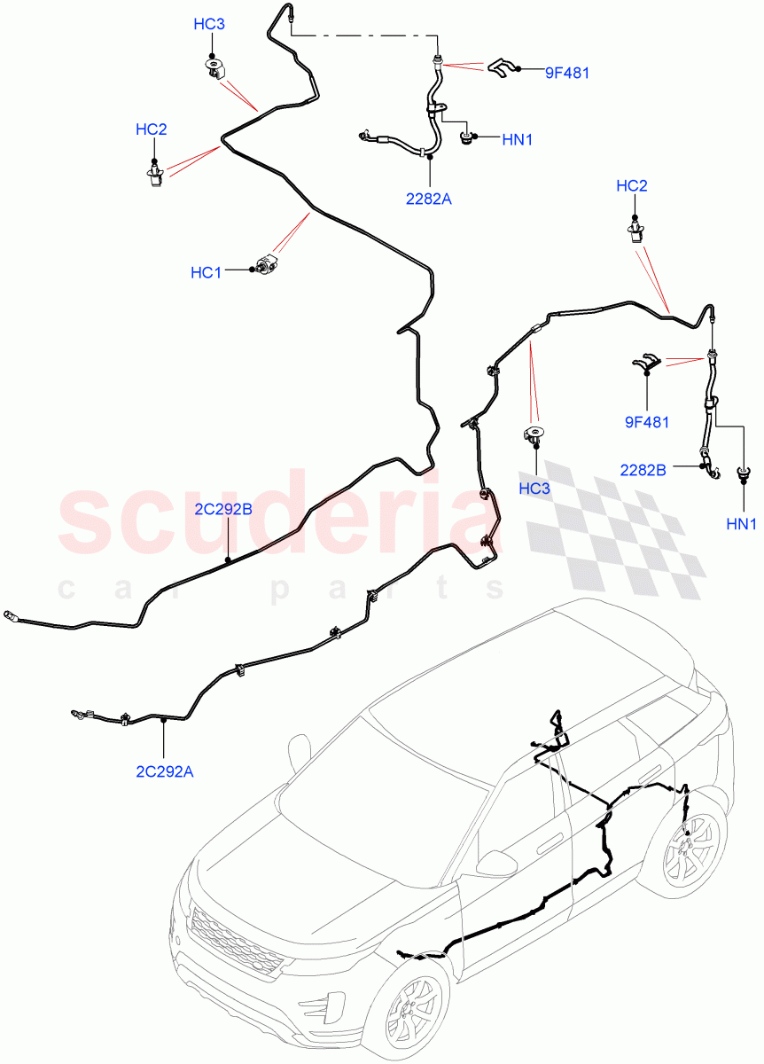 Rear Brake Pipes (Halewood (UK)) of Land Rover Land Rover Range Rover Evoque (2019+) [2.0 Turbo Diesel AJ21D4]