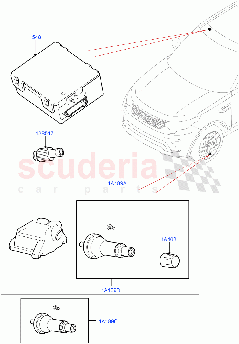 Tyre Pressure Monitor System (Nitra Plant Build) ((V) FROMM2450630) of Land Rover Land Rover Discovery 5 (2017+) [3.0 I6 Turbo Diesel AJ20D6]