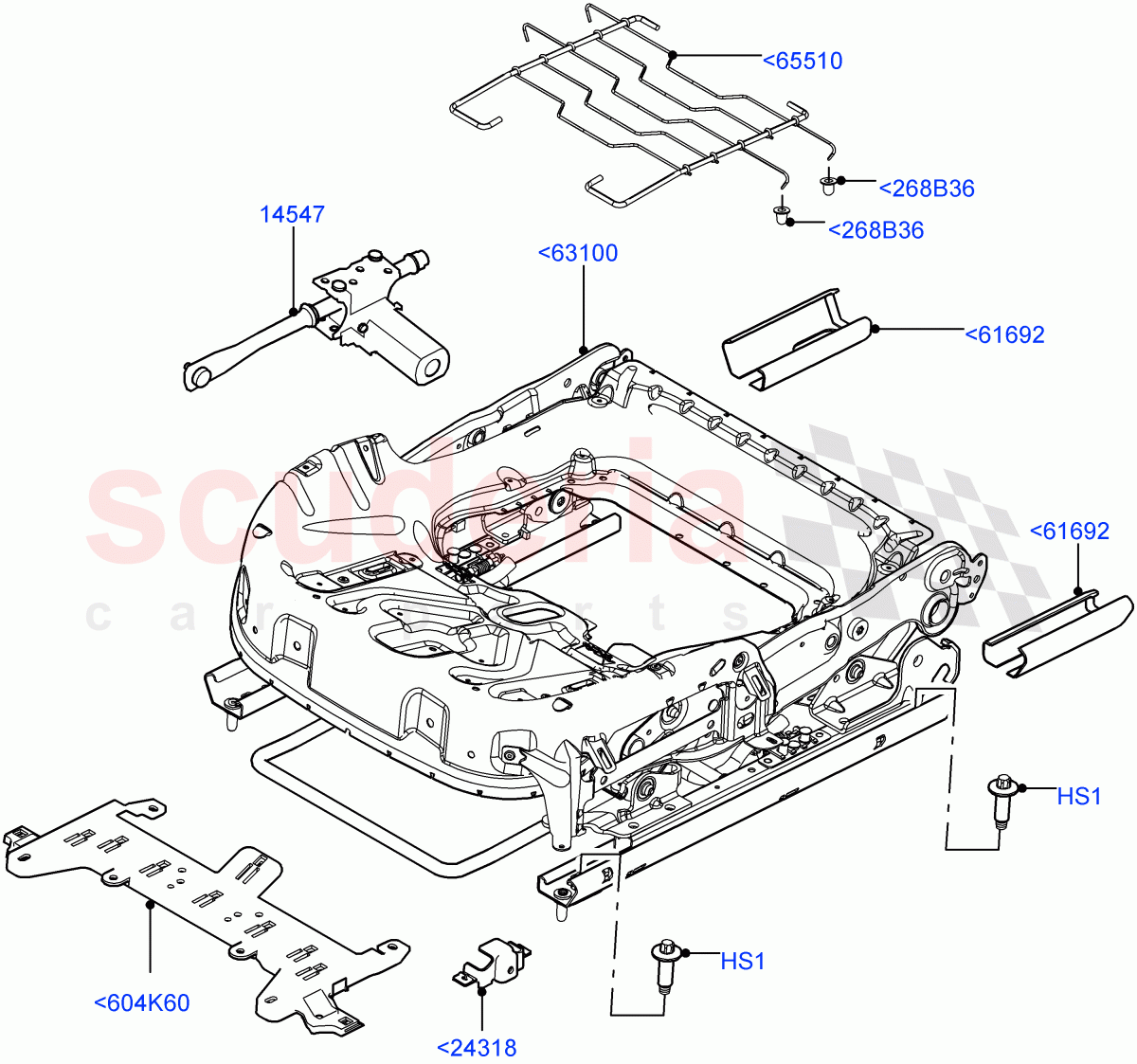 Front Seat Base (Manual Front Seat Adj Driver & Pass, Itatiaia (Brazil), Seat - Standard) ((V) FROMGT000001) of Land Rover Land Rover Range Rover Evoque (2012-2018) [2.0 Turbo Petrol AJ200P]