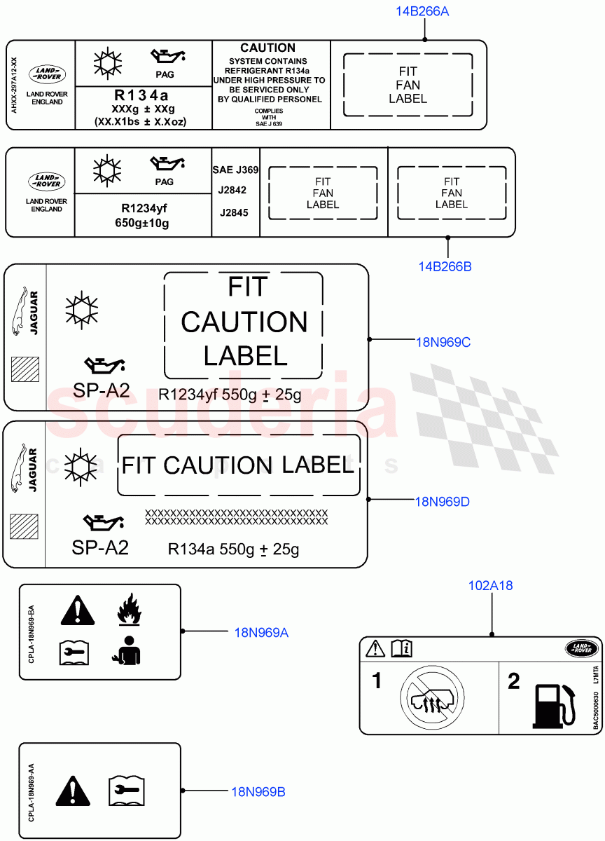 Labels (Air Conditioning) of Land Rover Land Rover Range Rover Velar (2017+) [3.0 Diesel 24V DOHC TC]