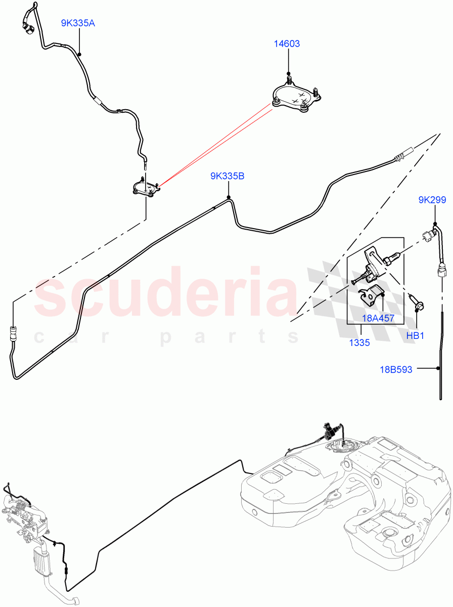 Auxiliary Fuel Fired Pre-Heater (Nitra Plant Build, Heater Fuel Supply) (With Fuel Fired Heater, Fuel Heater W/Pk Heat With Remote, Fuel Fired Heater With Park Heat) ((V) FROMK2000001) of Land Rover Land Rover Discovery 5 (2017+) [2.0 Turbo Diesel]