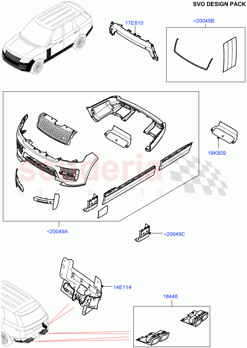 Exterior Body Styling Items (SVO Design Packs Kits) (Standard Wheelbase, Less Electric Engine Battery, With Front Fog Lamps) ((V) FROMJA000001) of Land Rover Land Rover Range Rover (2012-2021) [3.0 I6 Turbo Petrol AJ20P6]
