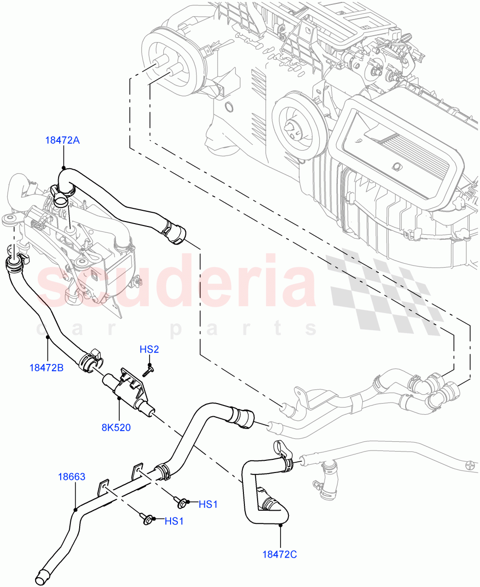 Heater Hoses (Front) (3.0 V6 Diesel, With Fuel Fired Heater) ((V) TOHA999999) of Land Rover Land Rover Range Rover Sport (2014+) [3.0 Diesel 24V DOHC TC]