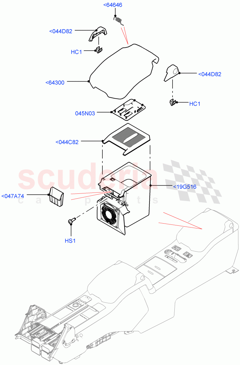 Console - Floor (Rear, For Stowage Boxes And Lids) (With 40/40 Split Individual Rr Seat) of Land Rover Land Rover Range Rover (2012-2021) [3.0 I6 Turbo Diesel AJ20D6]