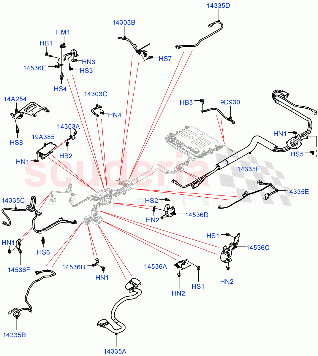 Hybrid Electrical Modules (HV Junction Box, HV Cables) (2.0L AJ200P Hi PHEV) ((V) FROMJA000001) of Land Rover Land Rover Range Rover Sport (2014+) [3.0 I6 Turbo Diesel AJ20D6]