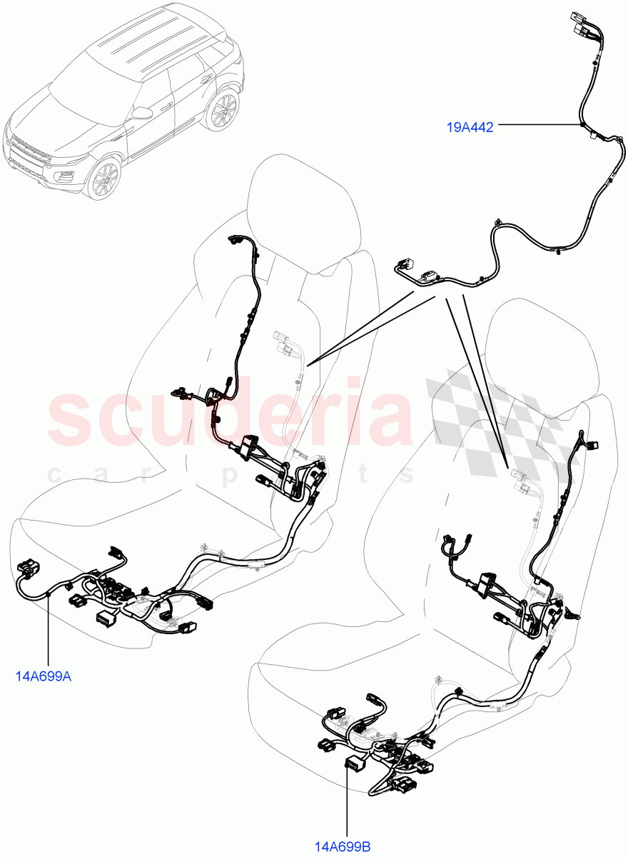 Wiring - Seats (5 Door, Halewood (UK)) ((V) TOFH999999) of Land Rover Land Rover Range Rover Evoque (2012-2018) [2.0 Turbo Petrol AJ200P]