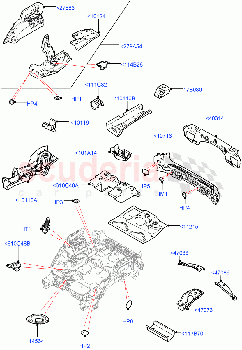 Floor Pan - Centre And Rear (Nitra Plant Build) ((V) FROMK2000001) of Land Rover Land Rover Discovery 5 (2017+) [3.0 I6 Turbo Diesel AJ20D6]
