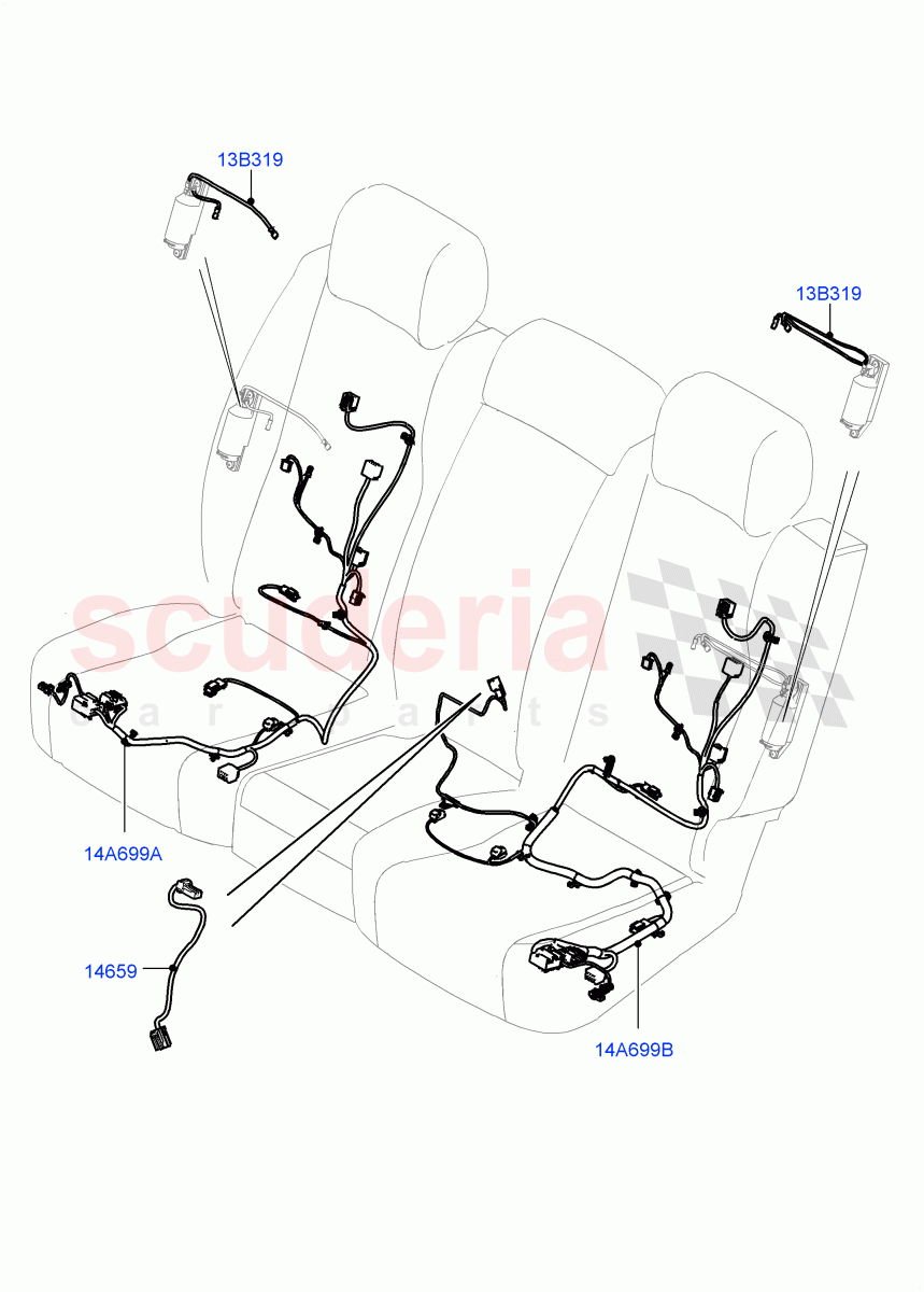 Wiring - Seats (Rear Seats) ((V) TOHA999999) of Land Rover Land Rover Range Rover (2012-2021) [3.0 DOHC GDI SC V6 Petrol]