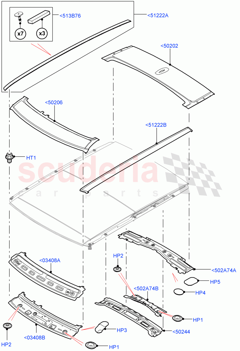 Roof - Sheet Metal (With Roof Conversion-Panorama Power, With Roof Conversion-Panorama Roof) of Land Rover Land Rover Range Rover Sport (2014+) [2.0 Turbo Diesel]