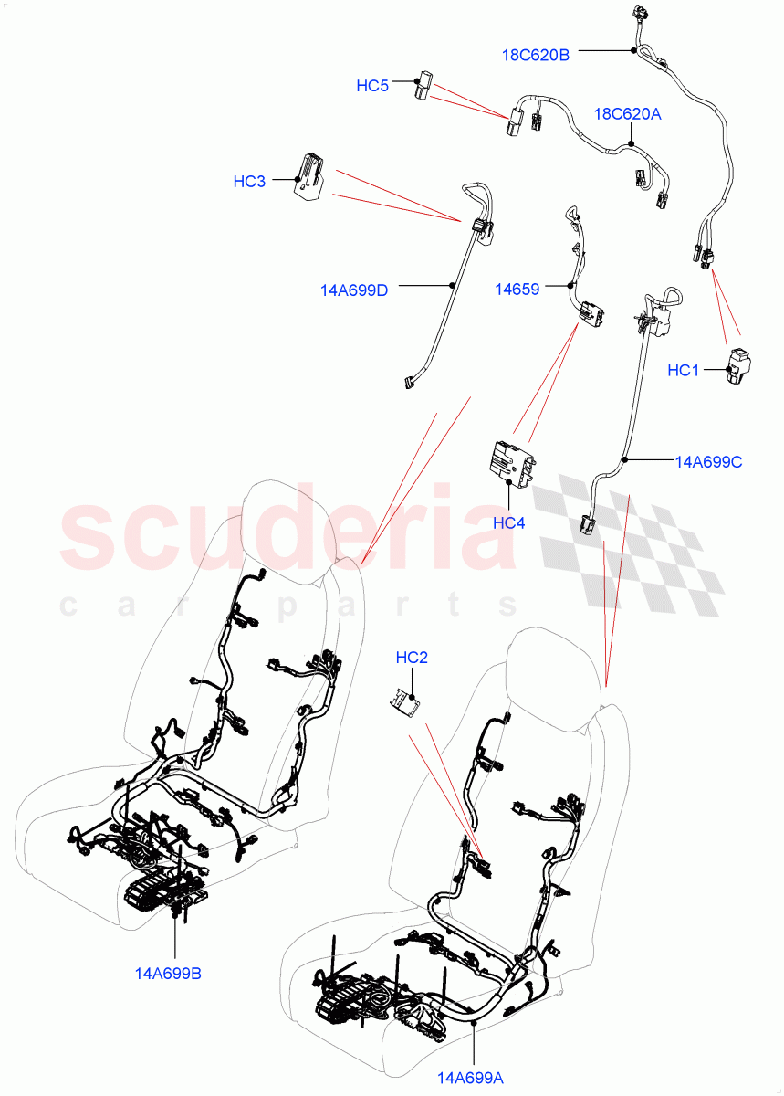 Wiring - Seats (Front Seats) ((V) FROMKA000001) of Land Rover Land Rover Range Rover (2012-2021) [3.0 DOHC GDI SC V6 Petrol]