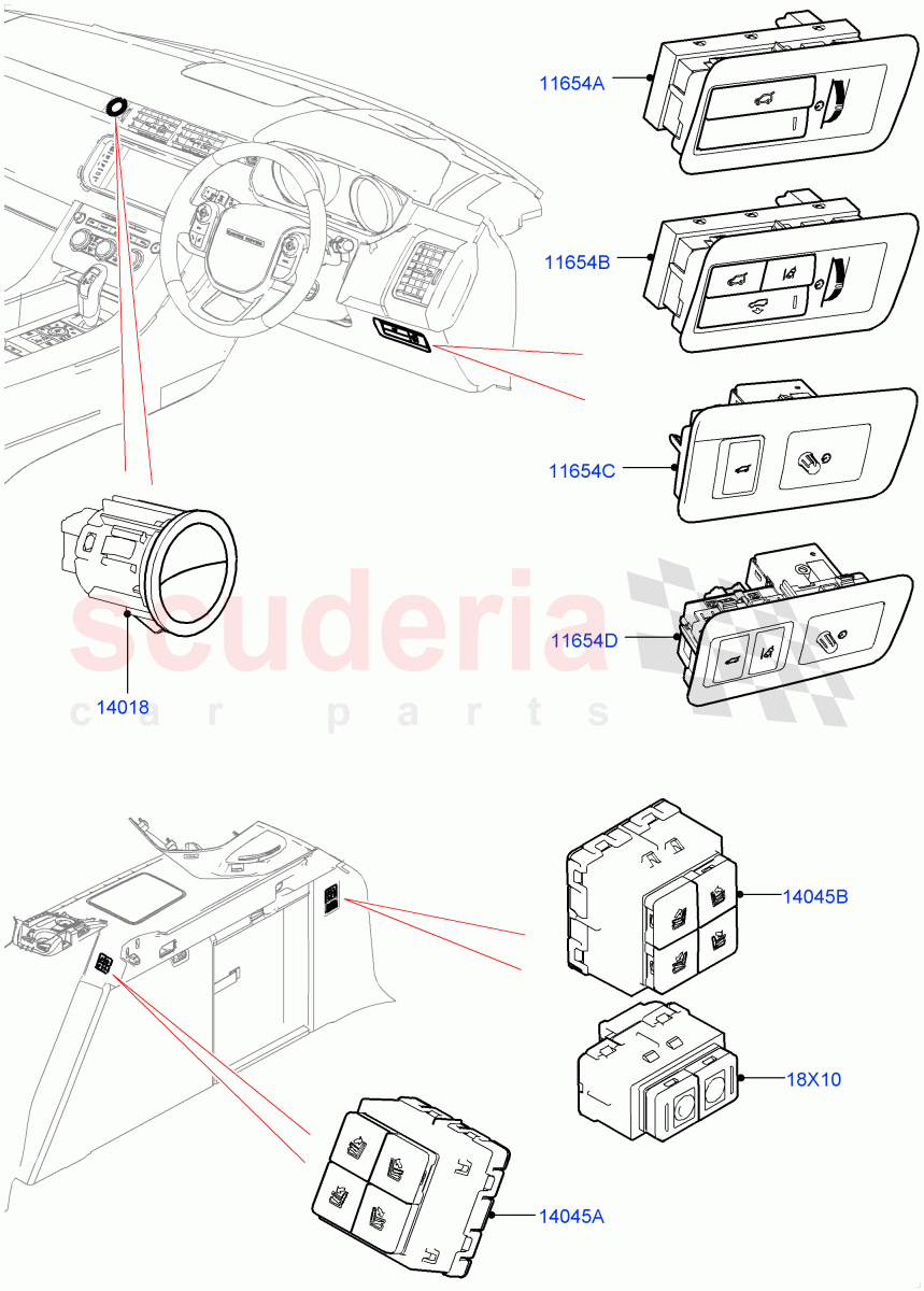 Switches (Auxiliary Unit) of Land Rover Land Rover Range Rover Sport (2014+) [5.0 OHC SGDI SC V8 Petrol]