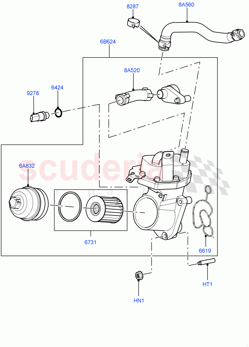 Oil Cooler And Filter (2.2L CR DI 16V Diesel, 2.2L DOHC EFI TC DW12) of Land Rover Land Rover Discovery Sport (2015+) [2.2 Single Turbo Diesel]