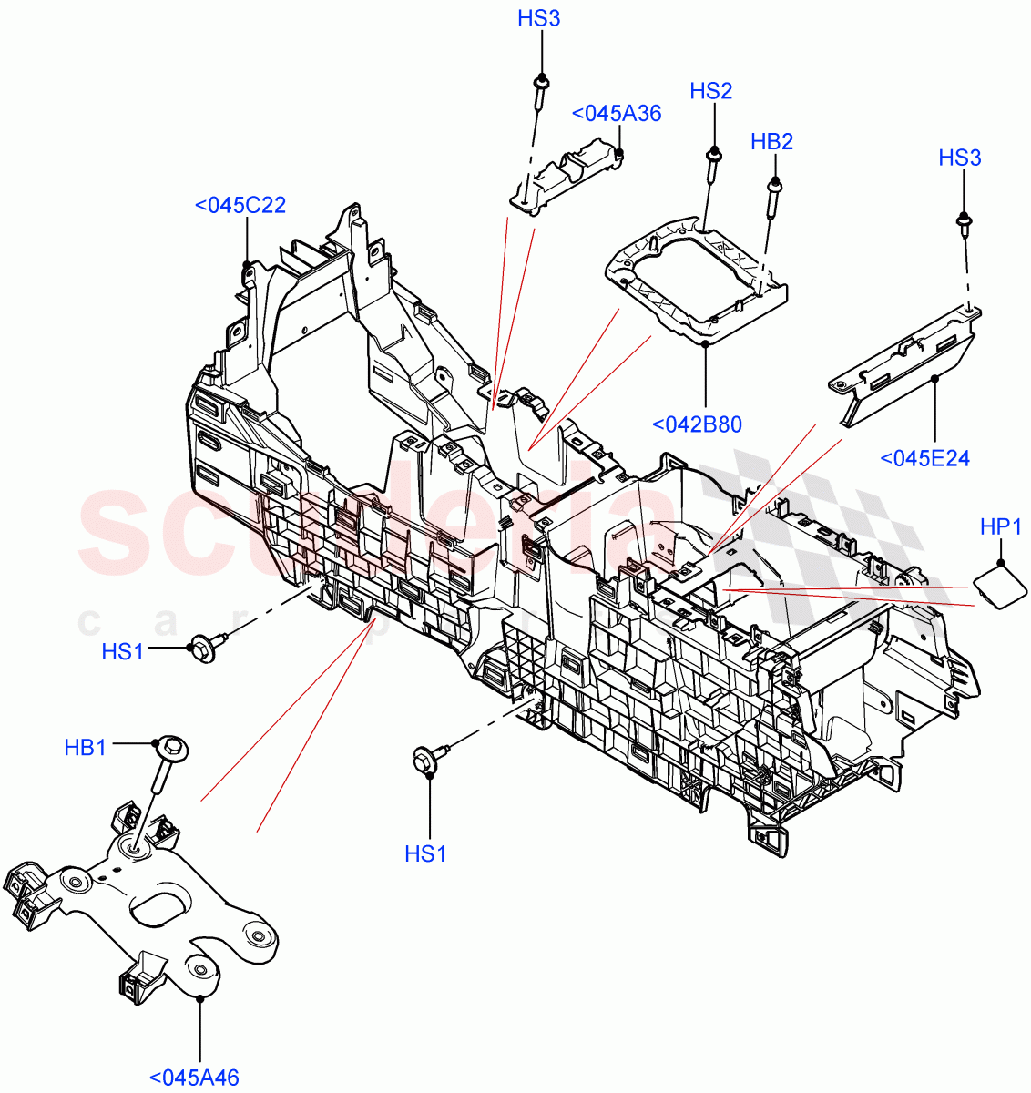 Console - Floor (Internal Components) (Halewood (UK)) of Land Rover Land Rover Range Rover Evoque (2019+) [2.0 Turbo Petrol AJ200P]