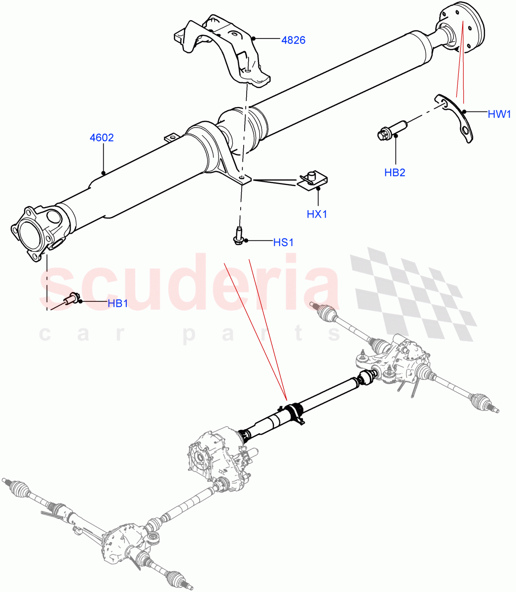 Drive Shaft - Rear Axle Drive (Propshaft, Nitra Plant Build) ((V) FROMK2000001, (V) TOL2999999) of Land Rover Land Rover Discovery 5 (2017+) [3.0 I6 Turbo Diesel AJ20D6]