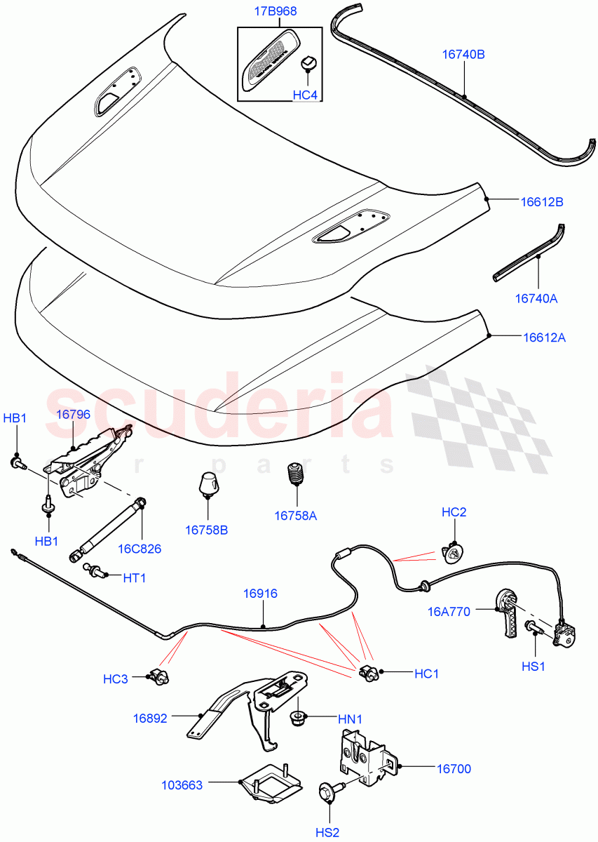 Hood And Related Parts (Itatiaia (Brazil)) ((V) FROMGT000001) of Land Rover Land Rover Range Rover Evoque (2012-2018) [2.0 Turbo Diesel]