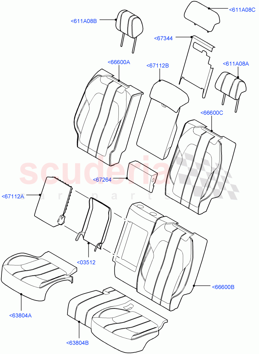 Rear Seat Covers (Taurus Leather/PVC (M-L), Version - Core, Non SVR) of Land Rover Land Rover Range Rover Sport (2014+) [2.0 Turbo Diesel]