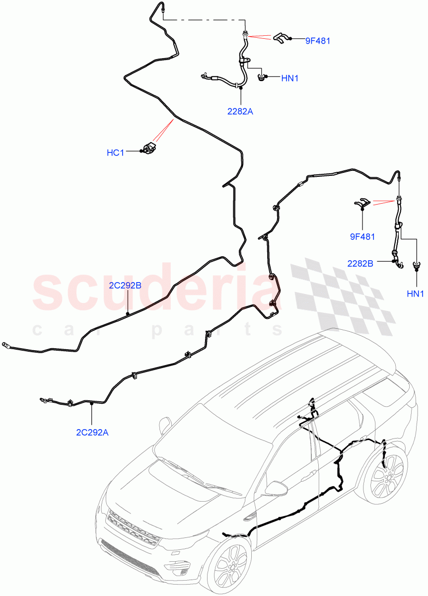 Rear Brake Pipes (Halewood (UK)) ((V) FROMLH000001) of Land Rover Land Rover Discovery Sport (2015+) [2.0 Turbo Diesel AJ21D4]