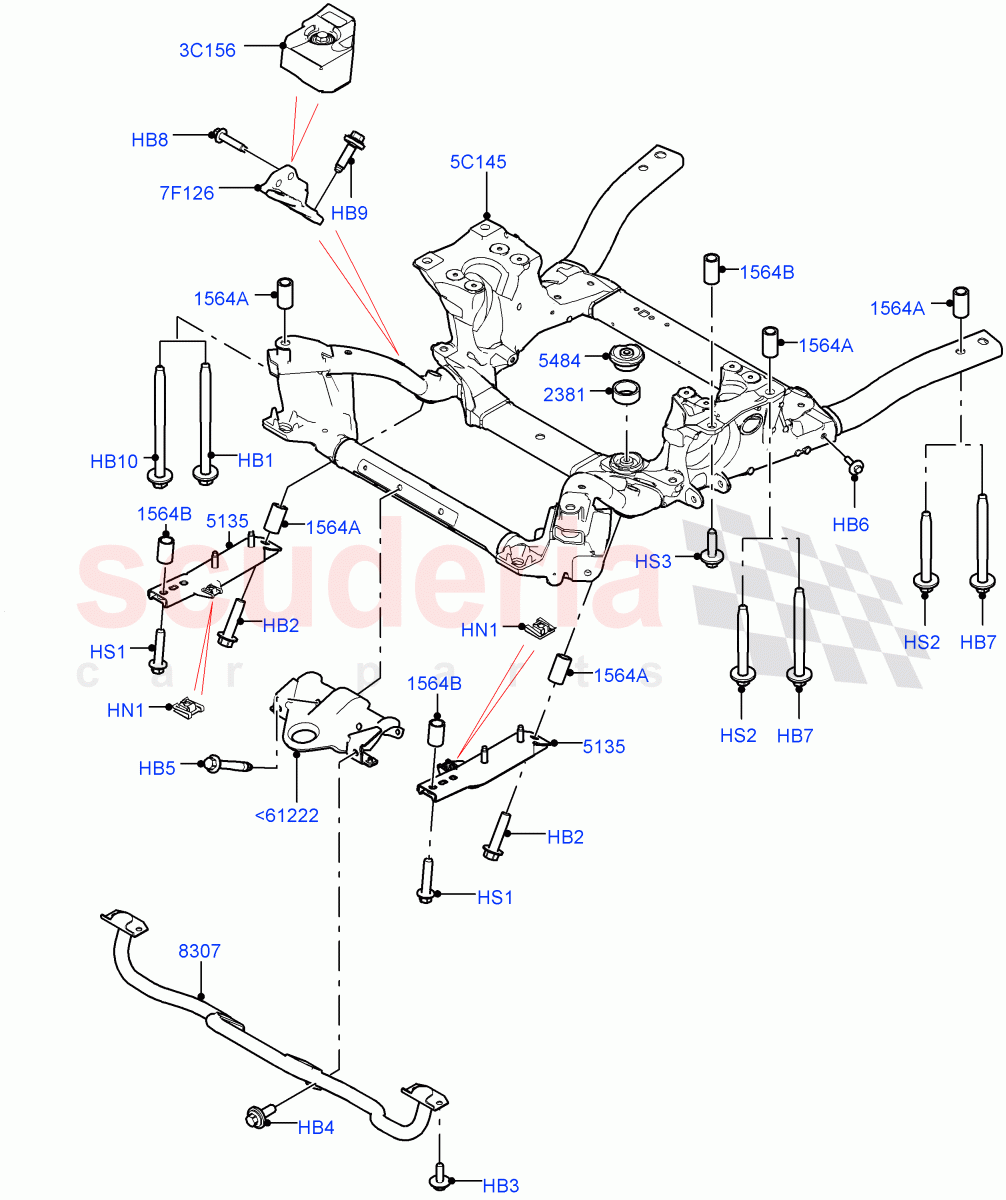 Front Cross Member & Stabilizer Bar of Land Rover Land Rover Range Rover Sport (2014+) [3.0 I6 Turbo Diesel AJ20D6]