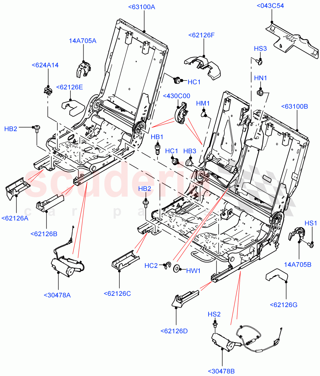 Rear Seat Base (Halewood (UK), With 60/40 Manual Fold Thru Rr Seat) ((V) FROMLH000001) of Land Rover Land Rover Discovery Sport (2015+) [2.0 Turbo Petrol GTDI]