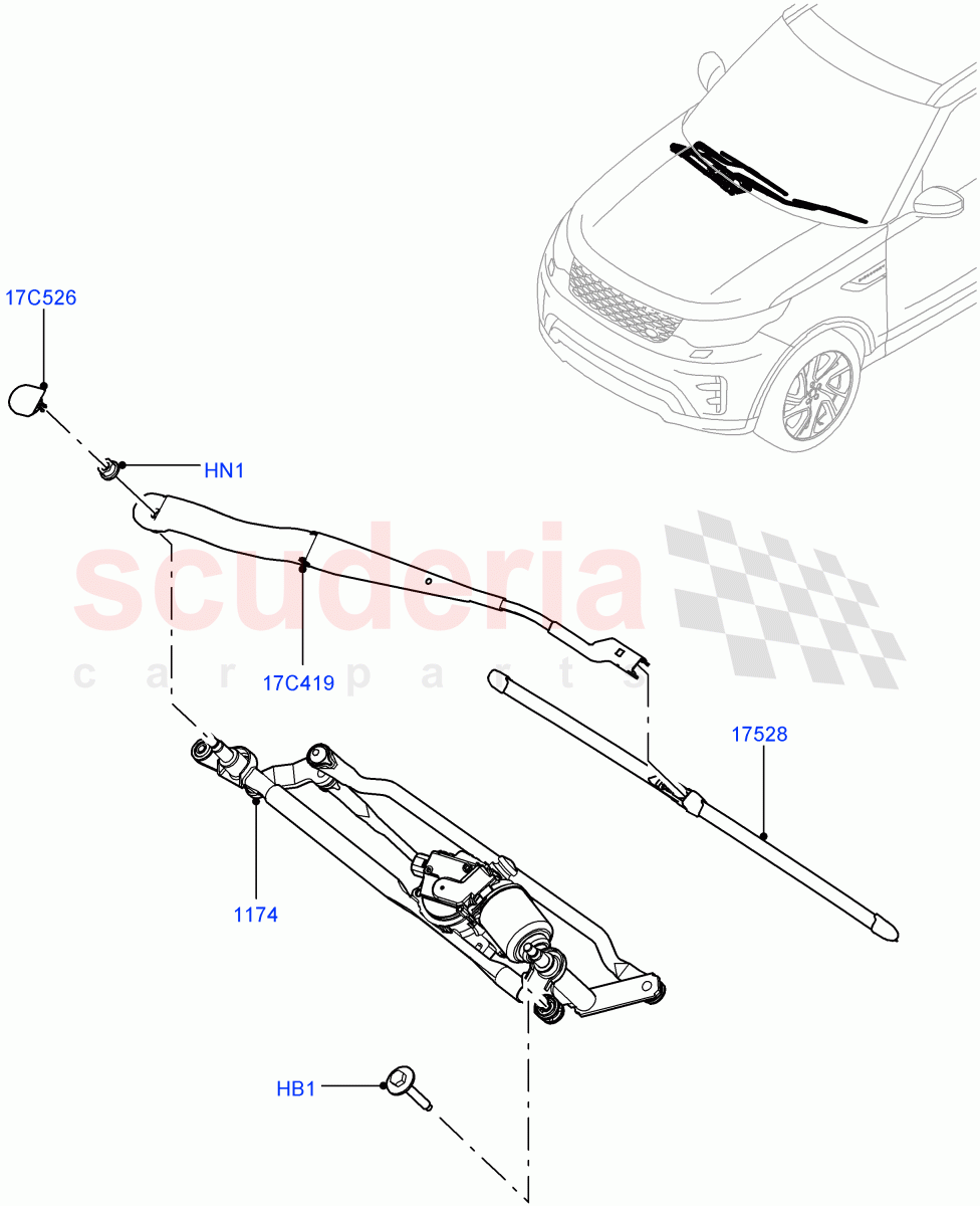 Windscreen Wiper (Solihull Plant Build) ((V) FROMHA000001) of Land Rover Land Rover Discovery 5 (2017+) [2.0 Turbo Diesel]