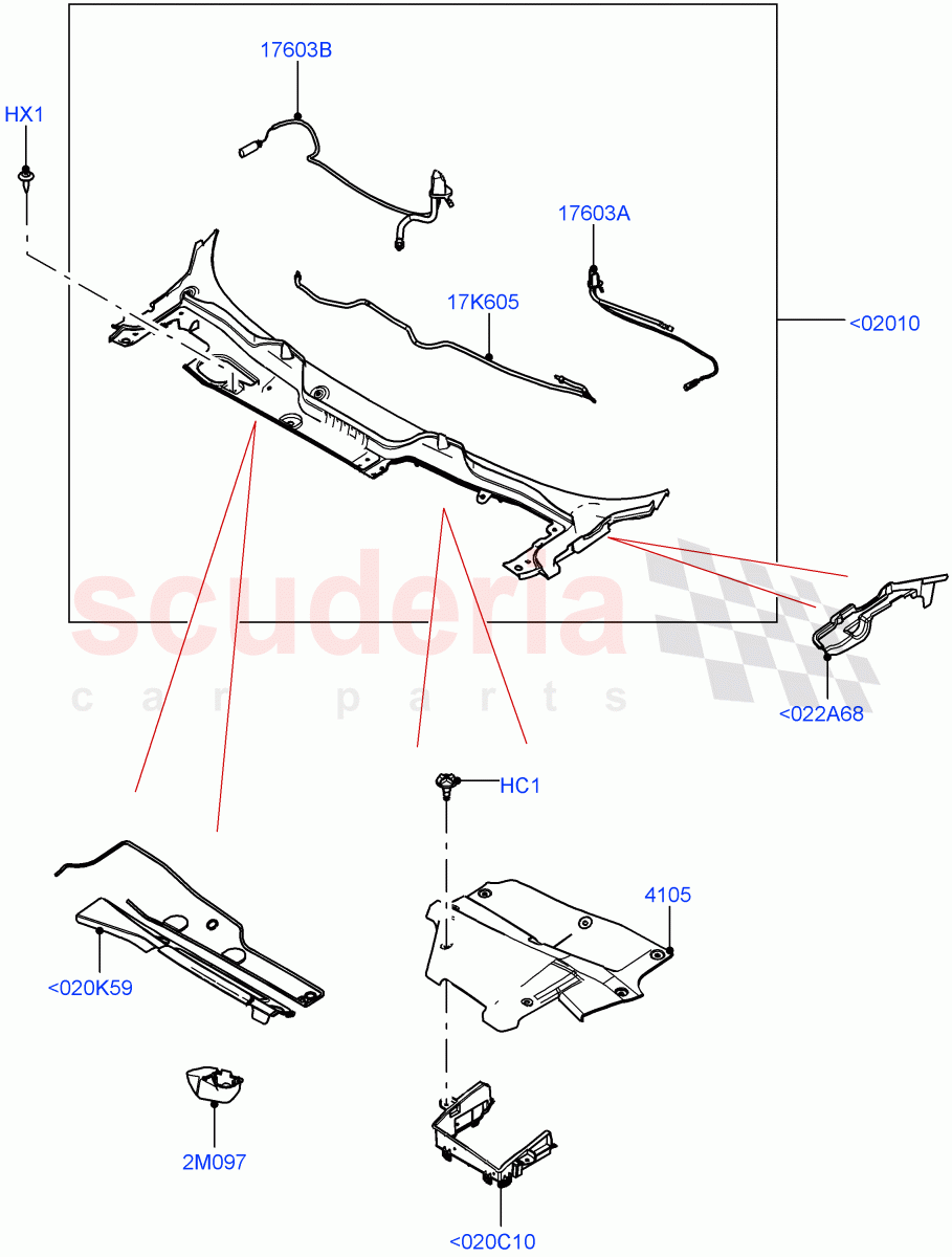 Cowl/Panel And Related Parts (Halewood (UK)) of Land Rover Land Rover Range Rover Evoque (2019+) [2.0 Turbo Diesel AJ21D4]