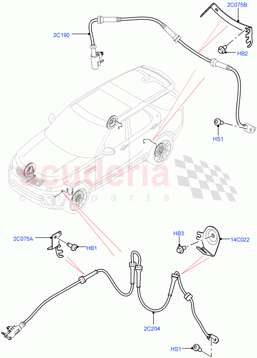 ABS Sensors (Nitra Plant Build, ABS/Speed Sensor) ((V) FROMM2000001) of Land Rover Land Rover Discovery 5 (2017+) [3.0 I6 Turbo Petrol AJ20P6]