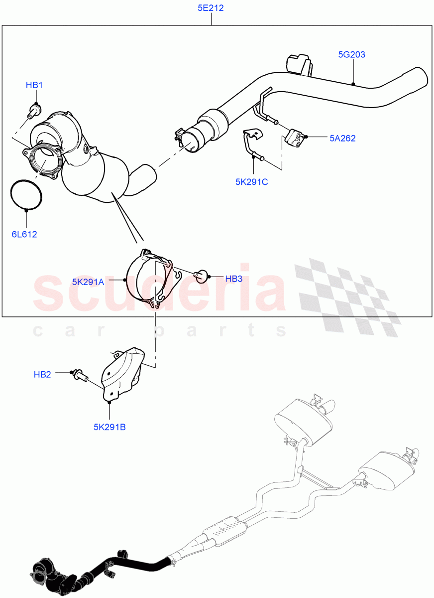 Exhaust System (Front Section) (2.0L 16V TIVCT T/C 240PS Petrol) of Land Rover Land Rover Range Rover (2012-2021) [2.0 Turbo Petrol GTDI]