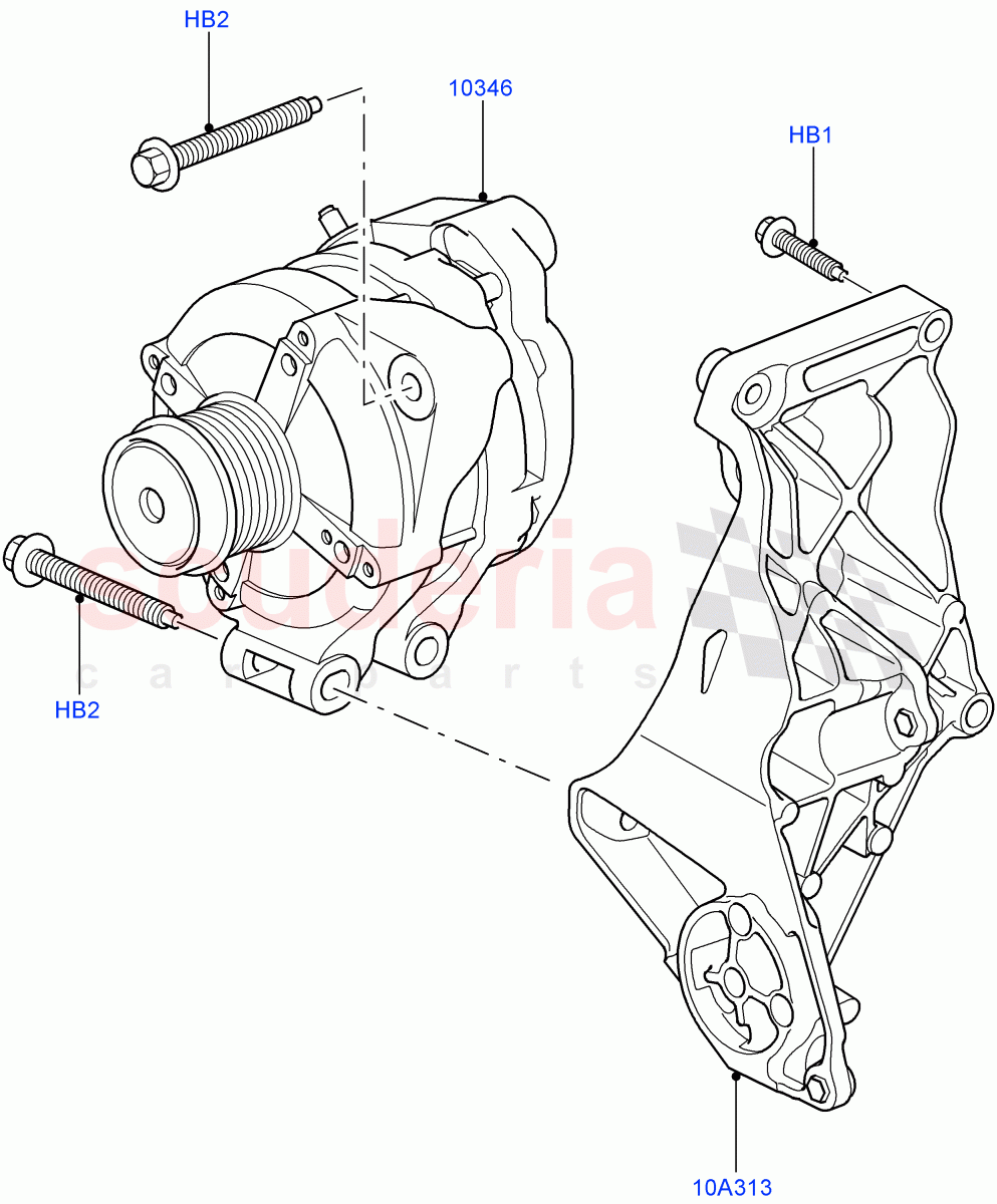 Alternator And Mountings (Lion Diesel 2.7 V6 (140KW)) ((V) TO9A999999) of Land Rover Land Rover Range Rover Sport (2005-2009) [4.4 AJ Petrol V8]