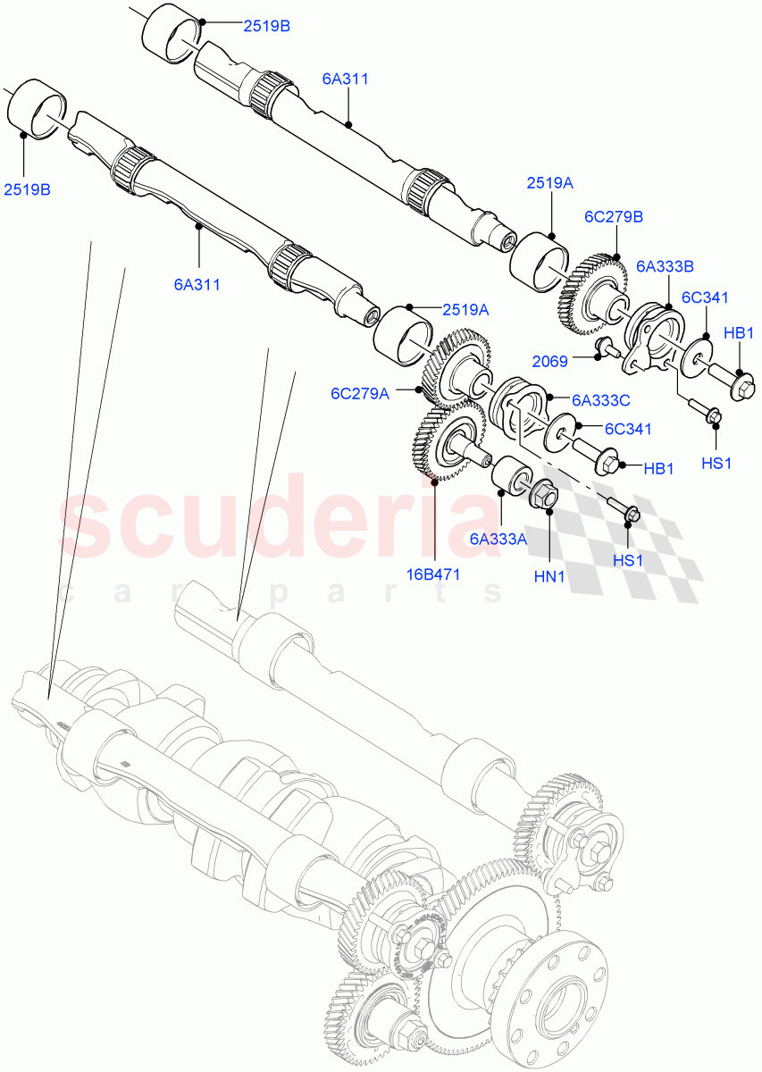 Balance Shafts And Drive (2.0L AJ20D4 Diesel LF PTA, Halewood (UK), 2.0L AJ20D4 Diesel Mid PTA, 2.0L AJ20D4 Diesel High PTA) of Land Rover Land Rover Discovery Sport (2015+) [2.0 Turbo Diesel]