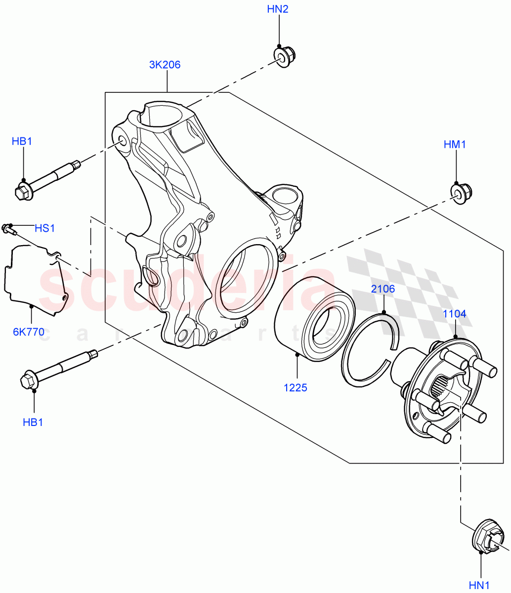 Front Knuckle And Hub (Itatiaia (Brazil)) of Land Rover Land Rover Range Rover Evoque (2019+) [2.0 Turbo Petrol AJ200P]