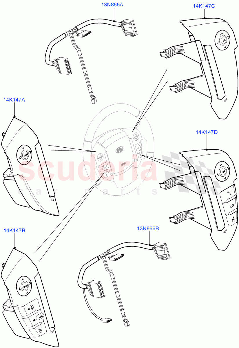 Switches (Steering Wheel) ((V) FROMEA000001) of Land Rover Land Rover Discovery 4 (2010-2016) [4.0 Petrol V6]