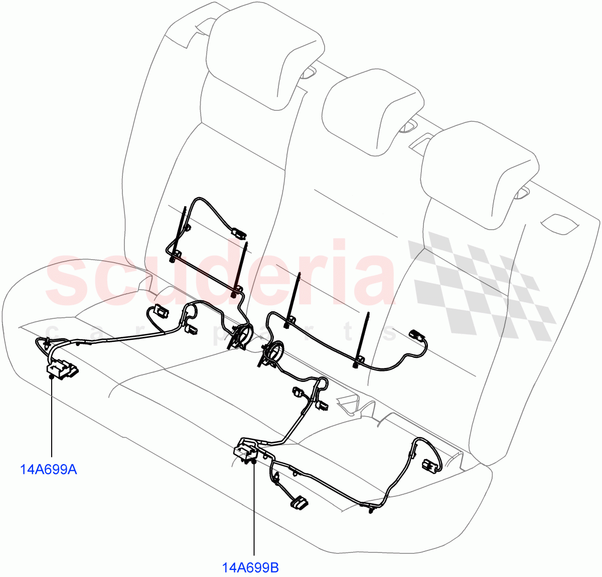 Wiring - Seats (Rear Seats) (Halewood (UK), With 60/40 Manual Fold Thru Rr Seat, 60/40 Load Through With Slide) of Land Rover Land Rover Discovery Sport (2015+) [1.5 I3 Turbo Petrol AJ20P3]