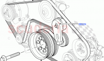 プーリーとドライブベルト (5.0L OHC SGDI SC V8 PETROL - AJ133) ((V) FROMAA000001)