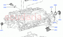 シリンダーブロックとプラグ（AJガソリン4.2 V8スーパーチャージド）