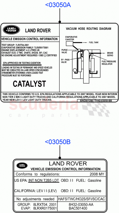 Part Diagram for Land Rover BAC500920